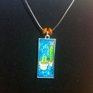 Cactus Resin Necklace Handmade